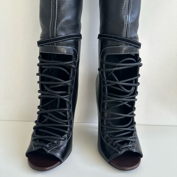GIVENCHY Narlia Over The Knee Boots Runway Lace Front Open Toe sz 36 NEW w/box - Picture 5 of 16